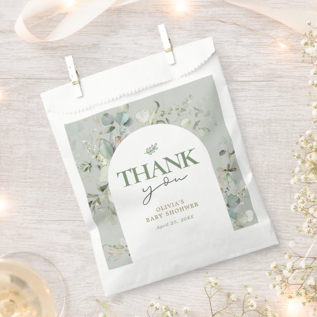 Botanical Eucalyptus Baby Shower Favour Bags (Clipped)
