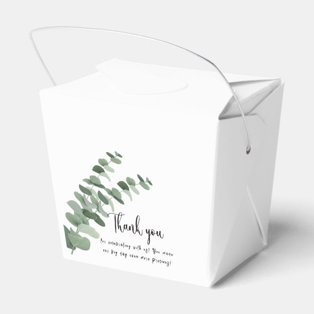 Botanical Eucalyptus Black and White Wedding  Favour Box (Back Side)