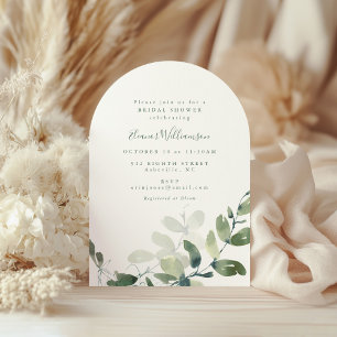 Botanical Eucalyptus Boho Arch Shape Bridal Shower Invitation