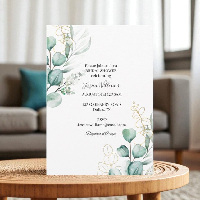 Botanical Eucalyptus Boho Greenery Bridal Shower Invitation (Creator Uploaded)