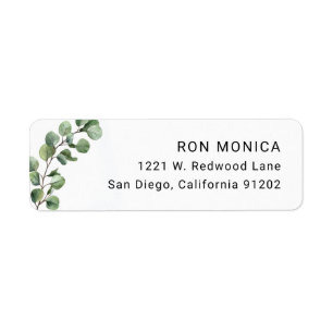 Botanical Eucalyptus Branch Return Address Label