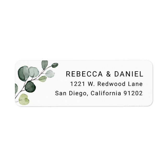 Botanical Eucalyptus Branch Return Address Label (Front)