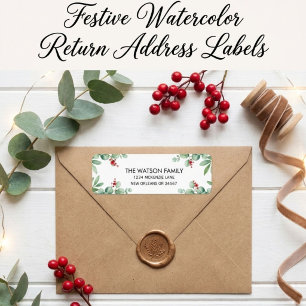 Botanical eucalyptus Christmas return address