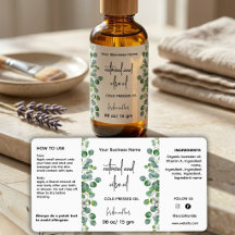 Botanical eucalyptus Essential Oil Bottle Label