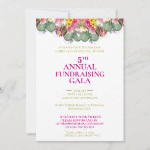 Botanical Eucalyptus Floral Annual fundraiser Gala Invitation