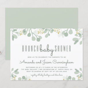 Botanical Eucalyptus Foliage Baby Shower Brunch Invitation