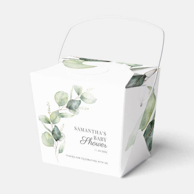 Botanical Eucalyptus Foliage Baby Shower Favour Box (Front Side)
