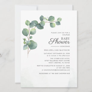 Botanical Eucalyptus Foliage Couples Baby Shower Invitation
