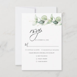Botanical Eucalyptus Foliage Minimalist Wedding RSVP Card