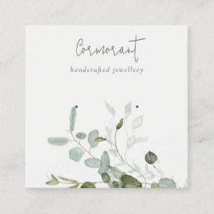 Botanical Eucalyptus Foliage Stud Earring Holder Square Business Card