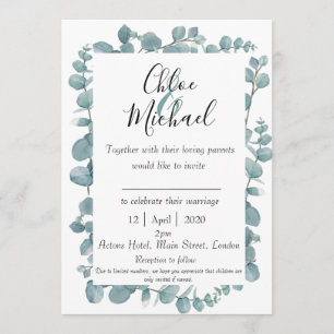 Botanical Eucalyptus Framed Invite w Bible Verse