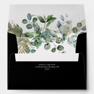 Botanical Eucalyptus Gold Leaf Modern Design Envelope