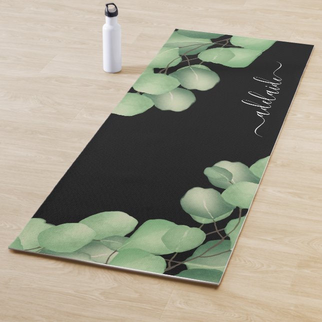 Botanical Eucalyptus Green Monogram Yoga Mat (In Situ)