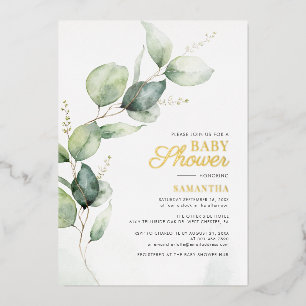 Botanical Eucalyptus Greenery Baby Shower Gold