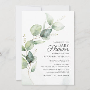 Botanical Eucalyptus Greenery Baby Shower Invitation