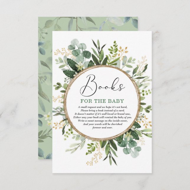 Botanical Eucalyptus Greenery Books for Baby Enclosure Card (Front/Back)