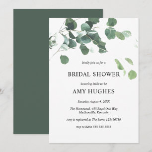 Botanical Eucalyptus Greenery Bridal Shower Invita Invitation