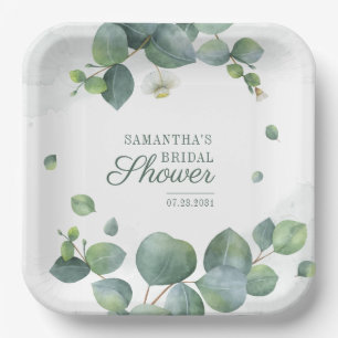 Botanical Eucalyptus Greenery Bridal Shower Paper Plate