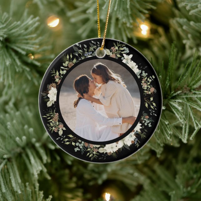 Botanical Eucalyptus Greenery Custom Christmas Ceramic Tree Decoration (Tree)