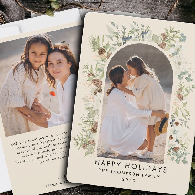 Botanical Eucalyptus Greenery Custom Christmas Holiday Card (Creator Uploaded)