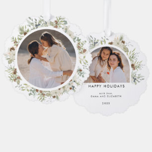 Botanical Eucalyptus Greenery Custom Christmas Tree Decoration Card