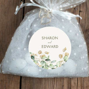 Botanical Eucalyptus Greenery Personalised Wedding Classic Round Sticker