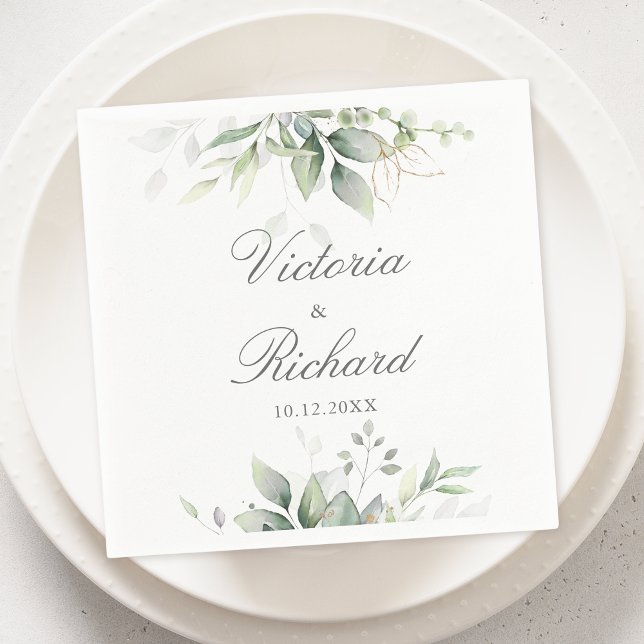 Botanical Eucalyptus Greenery Watercolor Elegant Napkin (Creator Uploaded)