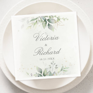 Botanical Eucalyptus Greenery Watercolor Elegant Napkin