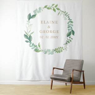 Botanical Eucalyptus Greenery Wedding Backdrop Tapestry