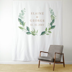 Botanical Eucalyptus Greenery Wedding Backdrop Tapestry