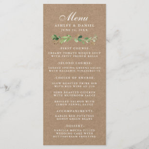 Botanical Eucalyptus Greenery Wedding Kraft Menu
