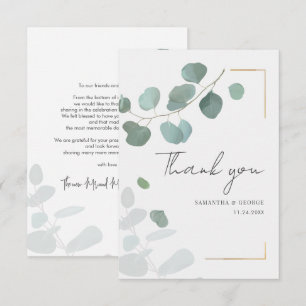 Botanical Eucalyptus Greenery Wedding Thank You Card