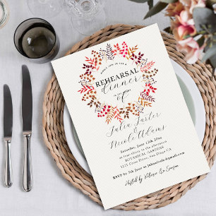 Botanical Eucalyptus Leaf Wreath Rehearsal Dinner Invitation