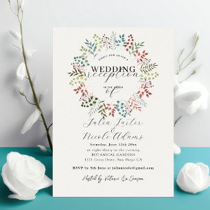 Botanical Eucalyptus Leaf Wreath Wedding Reception Invitation