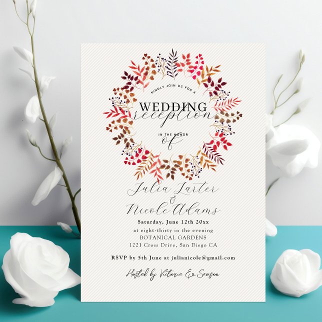 Botanical Eucalyptus Leaf Wreath Wedding Reception Invitation (Creator Uploaded)