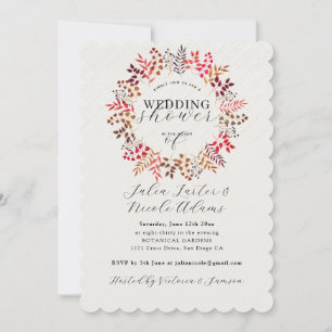 Botanical Eucalyptus leaf Wreath Wedding Reception Invitation