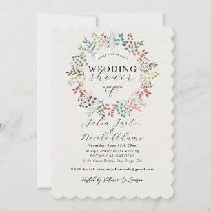 Botanical Eucalyptus Leaf Wreath Wedding Shower Invitation