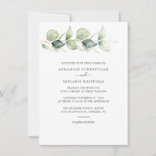Botanical Eucalyptus Leaves Greenery Wedding Invitation