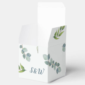Botanical Eucalyptus Leaves Wedding Favour Box