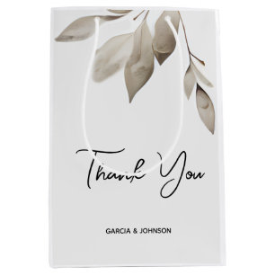 Botanical Eucalyptus Leaves Wedding Medium Gift Bag
