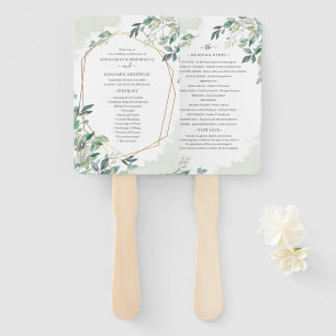 Botanical Eucalyptus Leaves Wedding Program Hand Fan