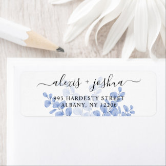 Botanical Eucalyptus Leaves Wedding Return Address