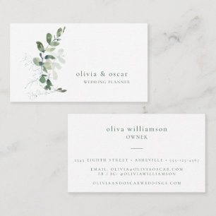 Botanical Eucalyptus Minimalist Wedding Planner Business Card