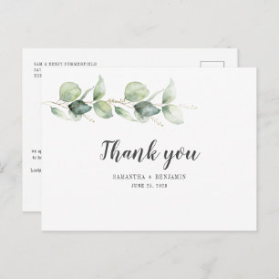 Botanical Eucalyptus Watercolor Foliage Wedding Postcard
