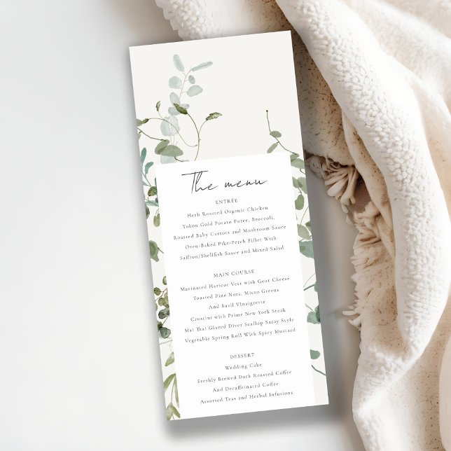 Botanical Eucalyptus Watercolor Wedding Menu Card (Creator Uploaded)