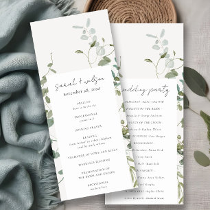 Botanical Eucalyptus Watercolor Wedding Program Invitation