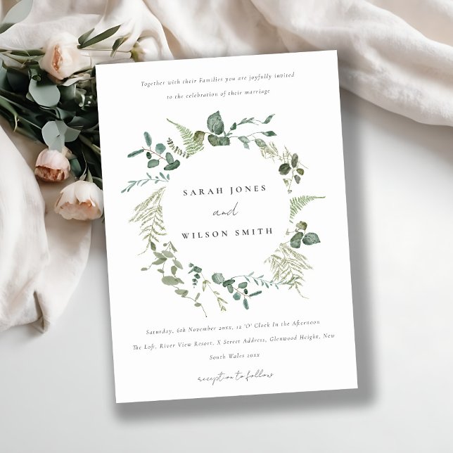 Botanical Eucalyptus Watercolor Wreath Wedding Invitation (Creator Uploaded)