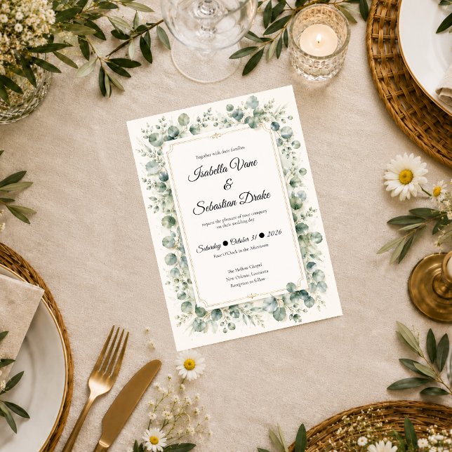 Botanical Eucalyptus Wedding Invitation (Creator Uploaded)