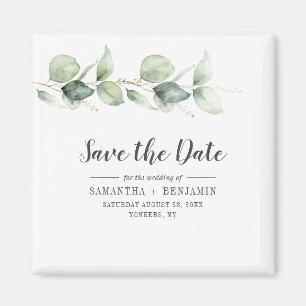 Botanical Eucalyptus Wedding Save the Date Magnet