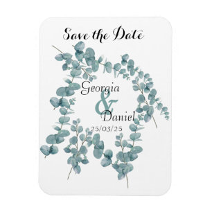 Botanical Eucalyptus Wedding Save the Date Magnet